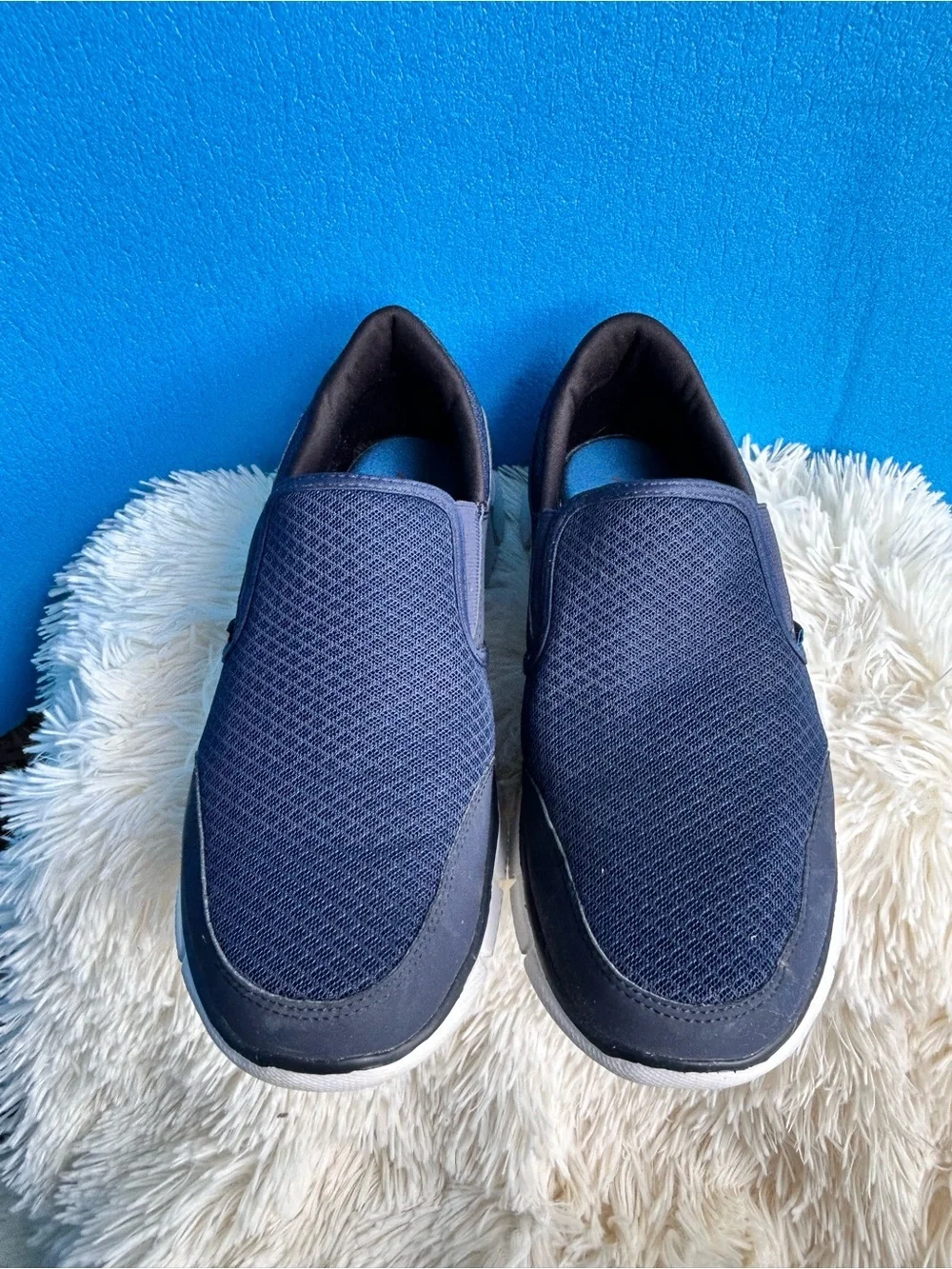 Skechers Men's Navy Blue Slip-On Mesh Comfort Shoes